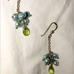 Lilly Pulitzer blue pearl & peridot drop earrings